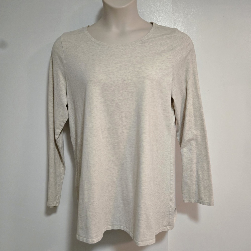 J.Jill Pure Size XL Beige Long Sleeve Stretch Cotton Minimalist Tunic Tee Shirt